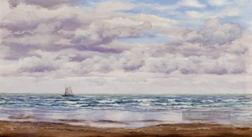  den Malerei - aufziehenden Wolken Ein Fischerboot vor der Küste Seestück Brett John